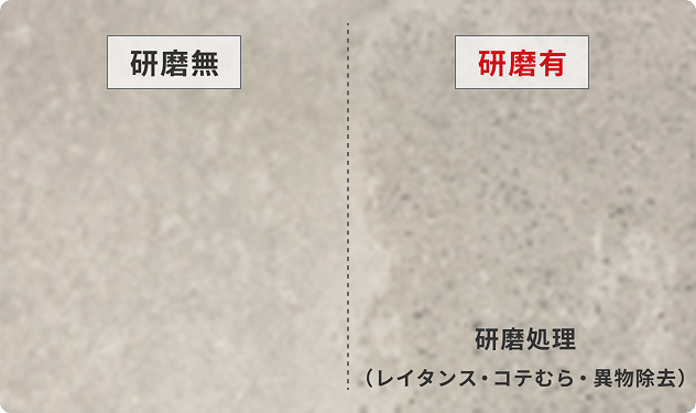 研磨無、研磨有の例